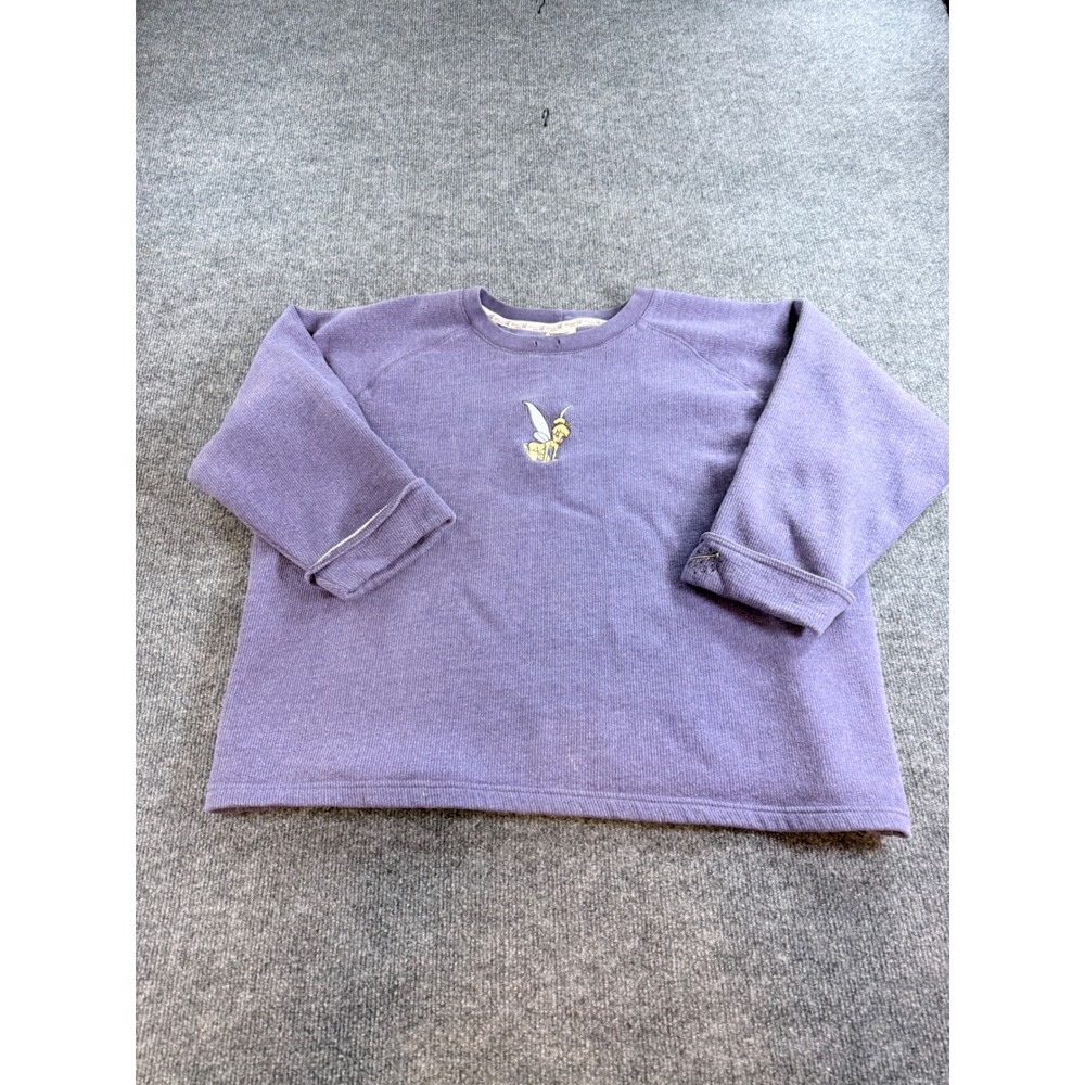 Vintage Disney Catalog Tinker Bell Sweatshirt Womens 1X Purple Waffle Knit Top